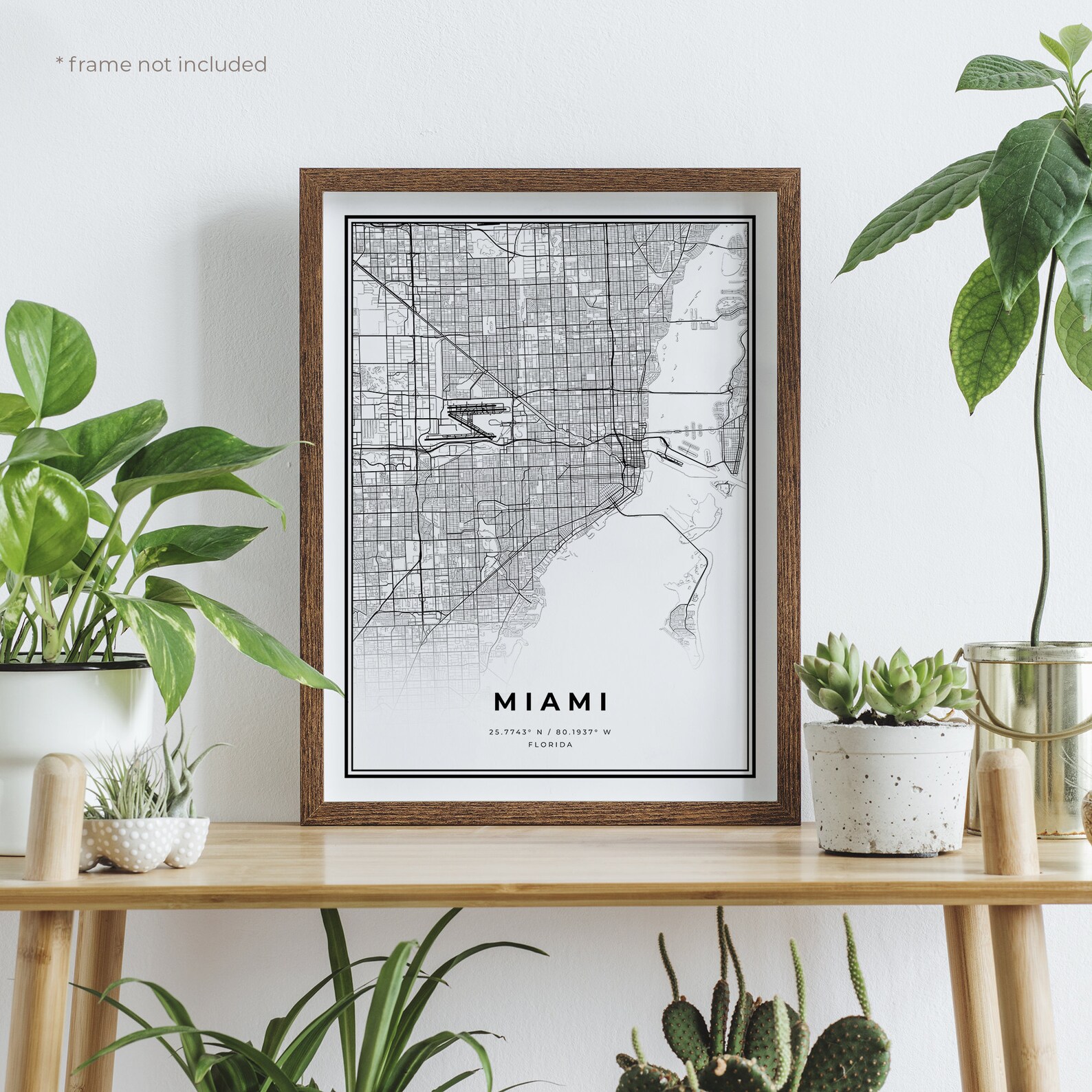 Miami Map Print Miami Street Map Poster Florida Modern | Etsy