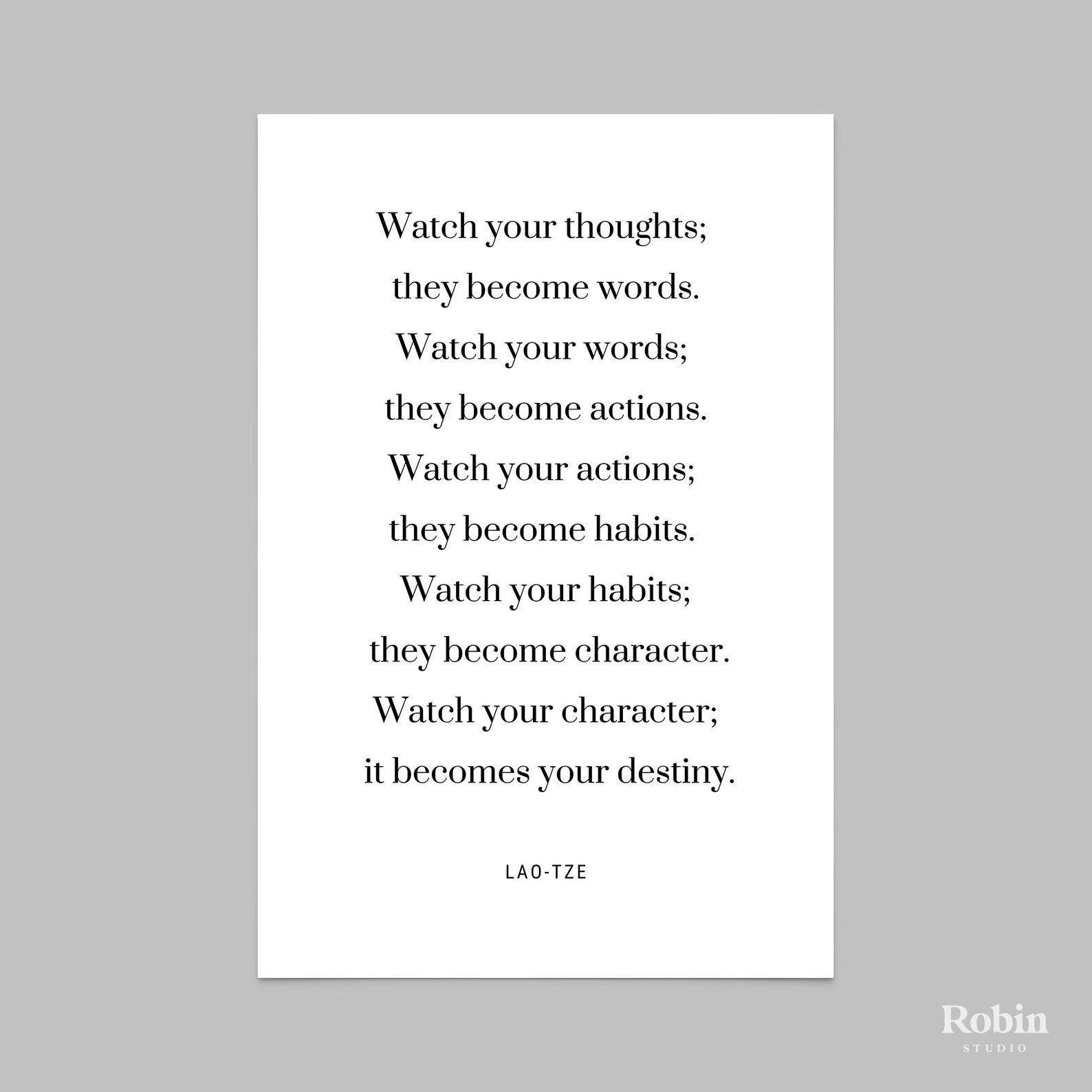 Lao-tze Watch Your Thoughts Quote Print Life Quote Print - Etsy
