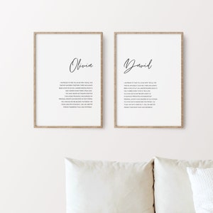 Custom Matching His and Hers Wedding Vows Prints (Set of 2), Personalized Wedding Anniversary Gift, Anniversary Gift, Wedding Gift | CU08