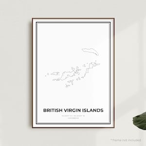 Impressão de mapa das Ilhas Virgens Britânicas, pôster de mapa de rua das Ilhas Virgens Britânicas, Caribe, mapa minimalista moderno, arte de parede de escritório | MW671