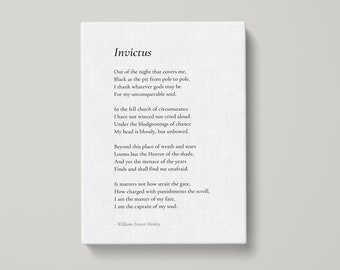 Invictus Poem Canvas Print – William Ernest Henley Poetry Wall Art