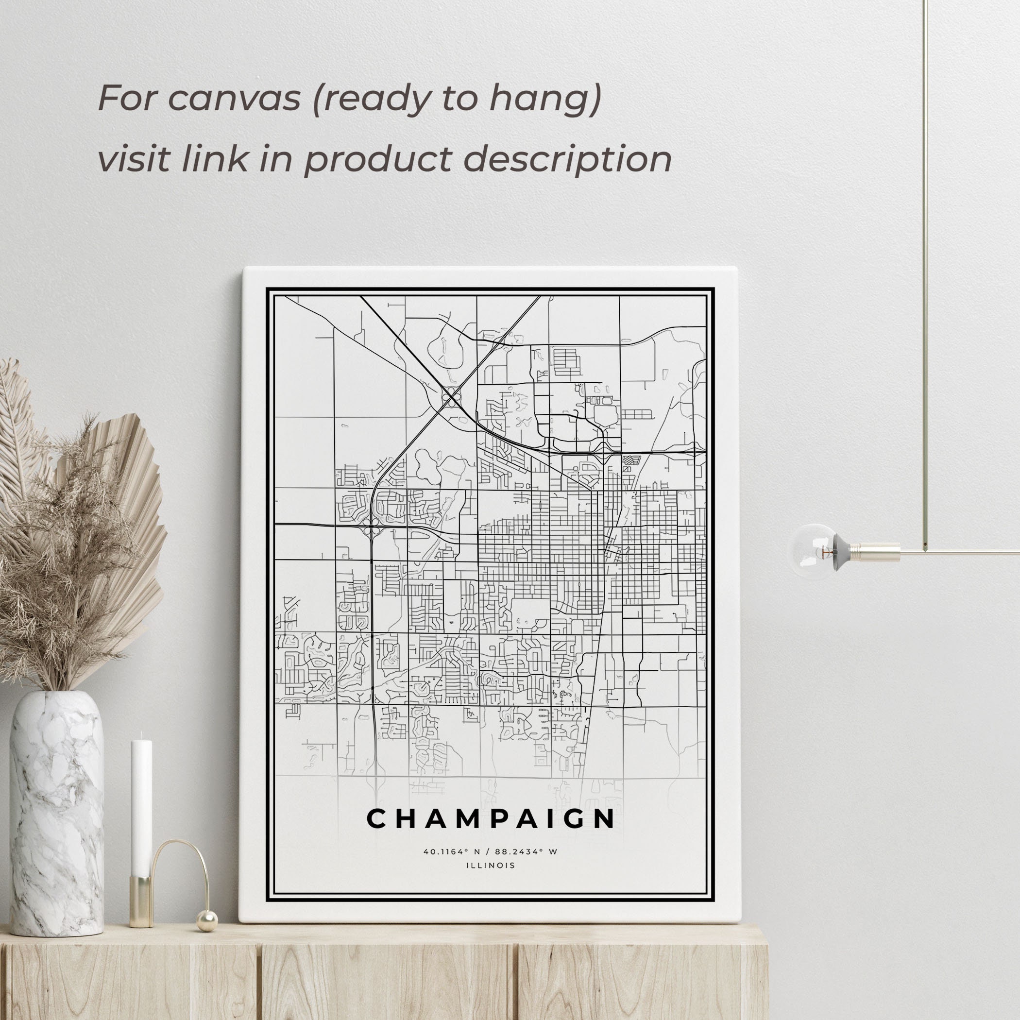 Champaign Map Print Champaign Street Map Poster Illinois Etsy