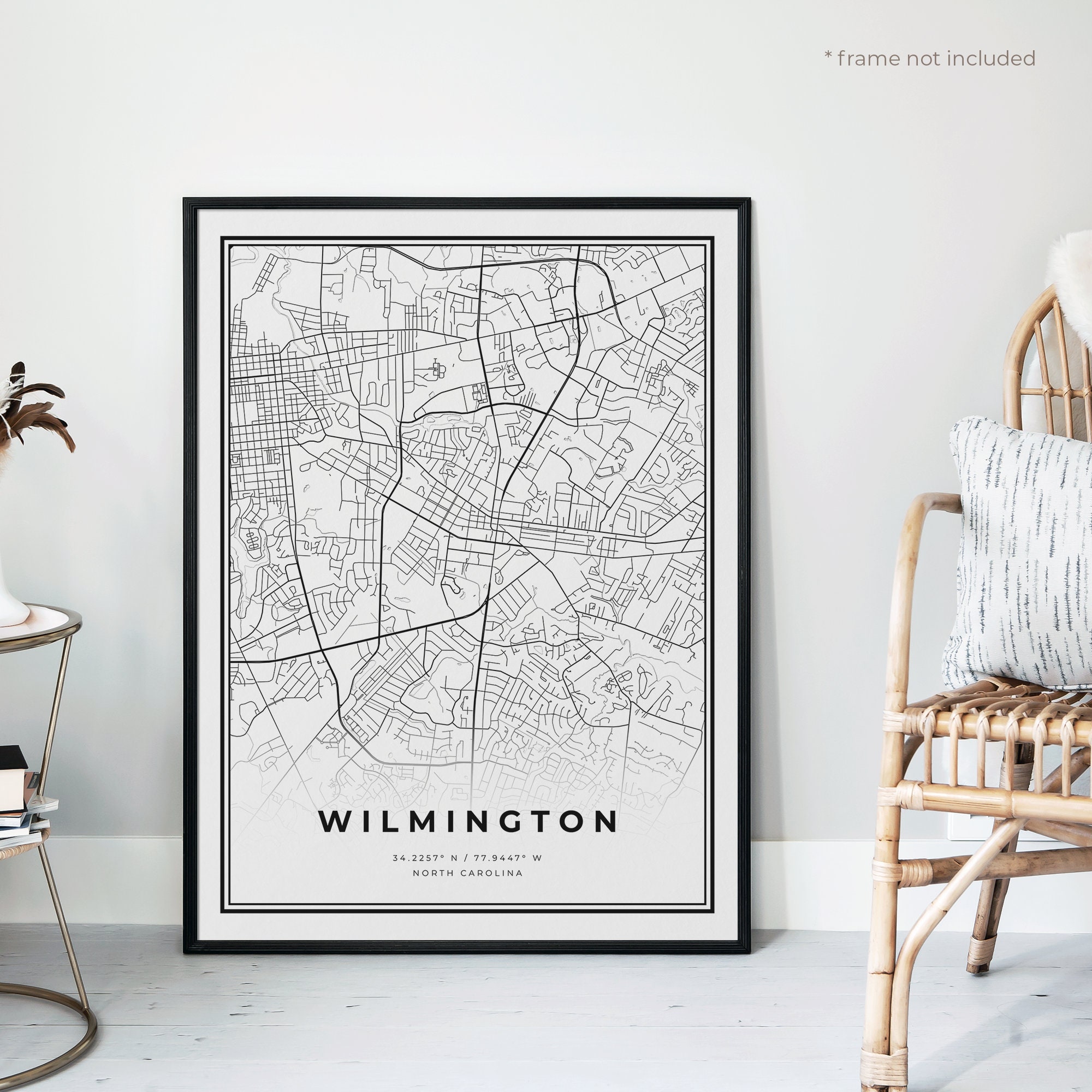 Wilmington Map Print Wilmington Street Map North Carolina | Etsy
