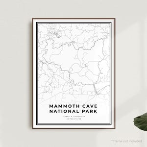 Mammoth Cave National Park Map Print, Mammoth Cave National Park Street Map Poster, United States, Modern Minimalist Map, Wall Art | MU597