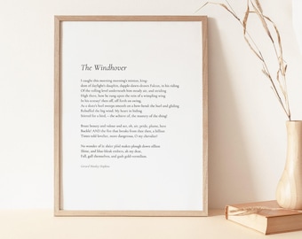 The Windhover Poem Print - Gerard Manley Hopkins, Literary Art