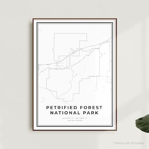 Petrific Forest National Park Karte, USA, Moderne minimalistische Karte, Büro Wand Kunst, Housewarming Geburtstagsgeschenk | MU600