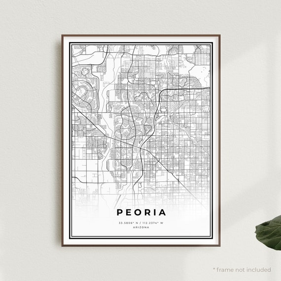 Peoria Map Print Peoria Street Map Poster Arizona Modern Etsy