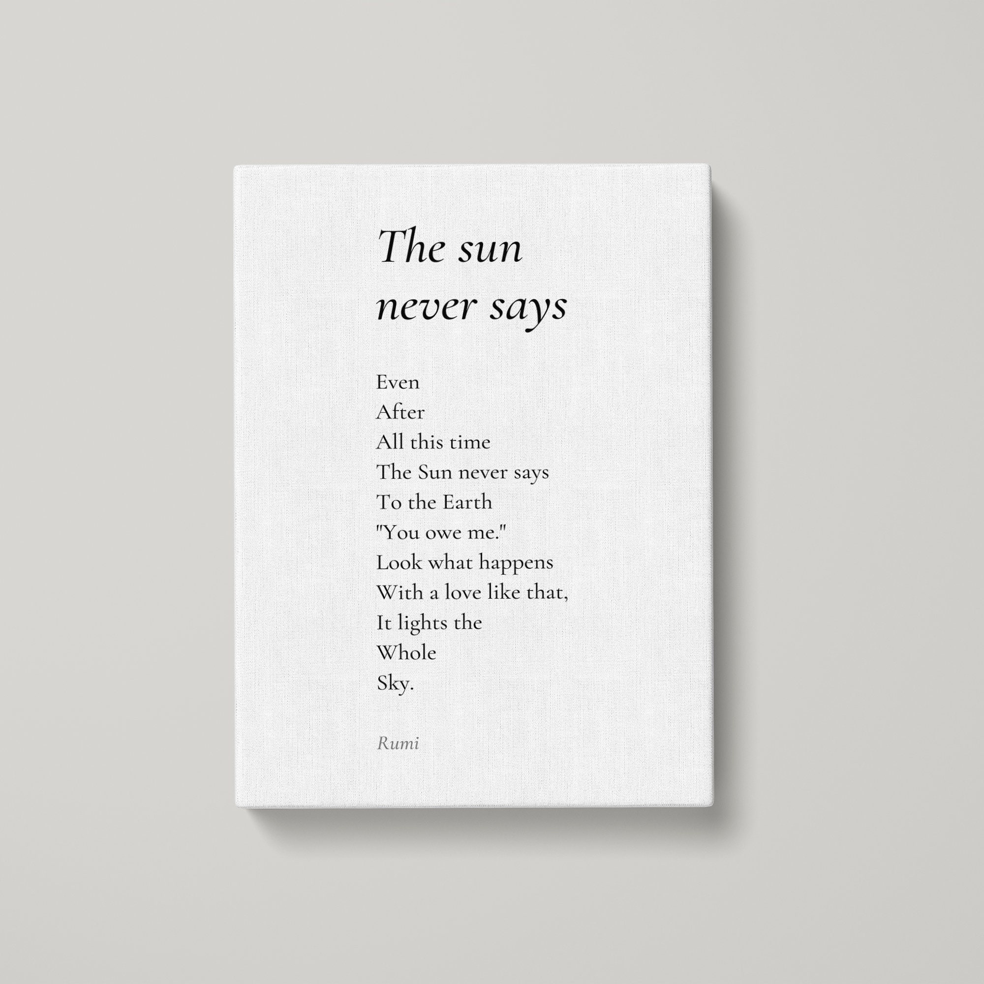 The Sun Never Says by Rumi Poem Canvas Print Poetry Print Etsy UK