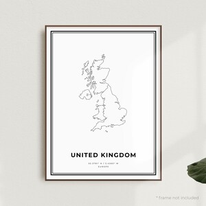 Kaart afdrukken Verenigd Koninkrijk, poster Verenigd Koninkrijk stratenplan, Europa, moderne minimalistische kaart, housewarming verjaardagscadeau | MW659