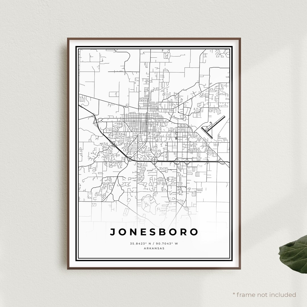 Jonesboro Map Print, Jonesboro Street Map Poster, Arkansas, Modern