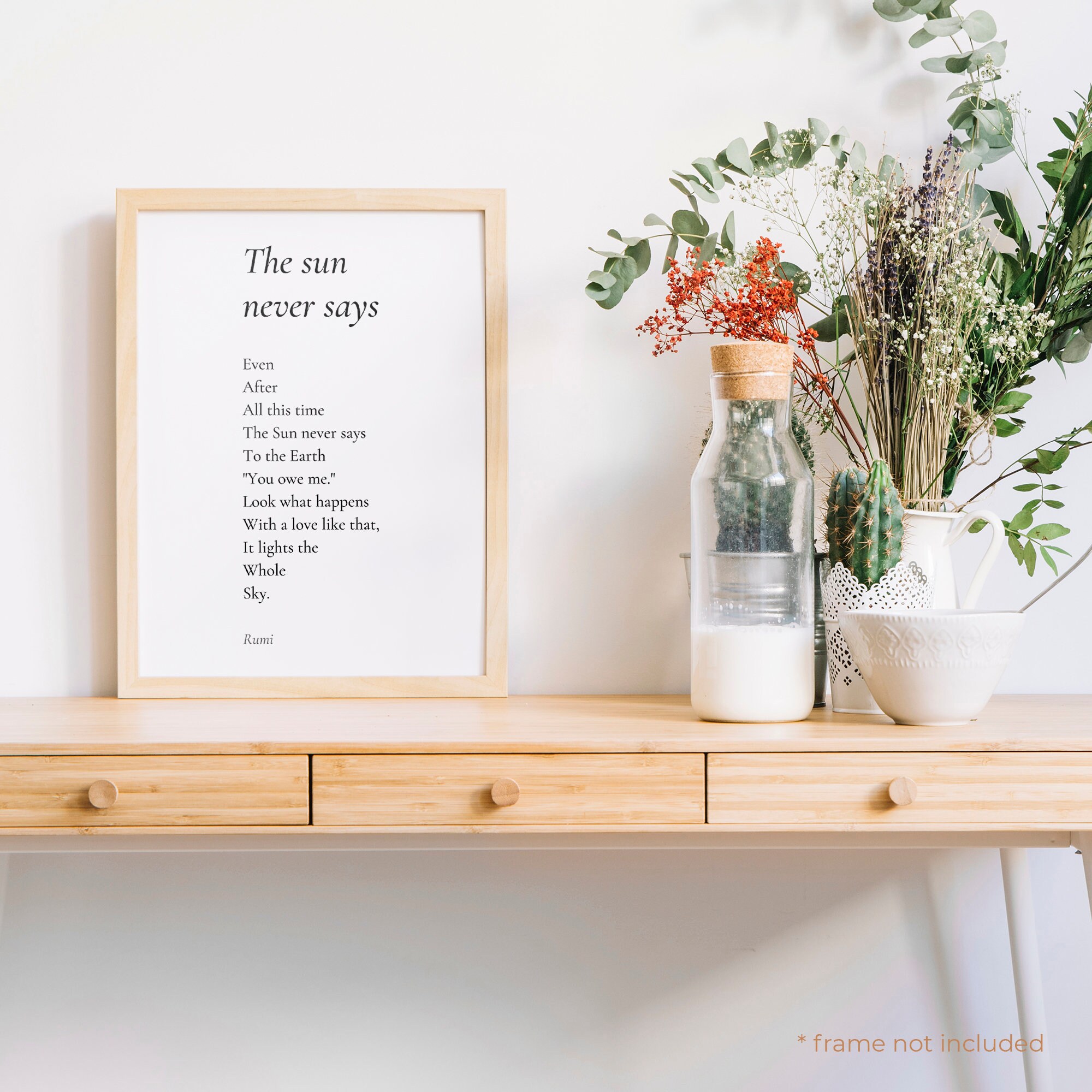 The Sun Never Says by Rumi Poem Print Poetry Print Gift Etsy