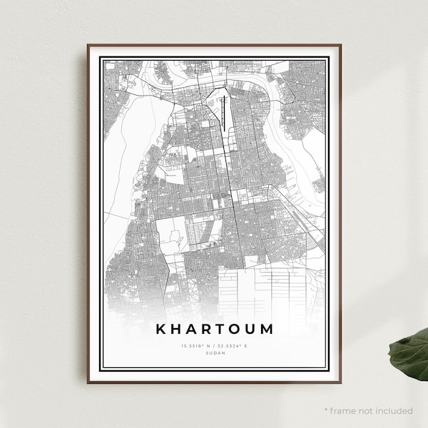 Khartoum Map Print, Khartoum Street Map Poster, Sudan, Modern Minimalist Map, Office Wall Art, Housewarming Birthday Gift | MW147