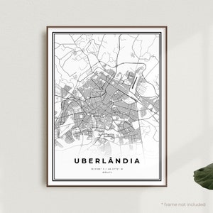 Uberlândia Map Print, Uberlândia Street Map Poster, Brasilien, moderne minimalistische Karte, Bürowandkunst, Housewarming Geburtstagsgeschenk | MW491
