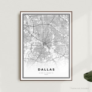 Dallas Mapa Wydruk, Dallas Mapa Ulic Plakat, Teksas, Nowoczesna Minimalistyczna Mapa, Sztuka Ścienna Do Biura, Prezent Urodzinowy Na Parapetówkę | MU09