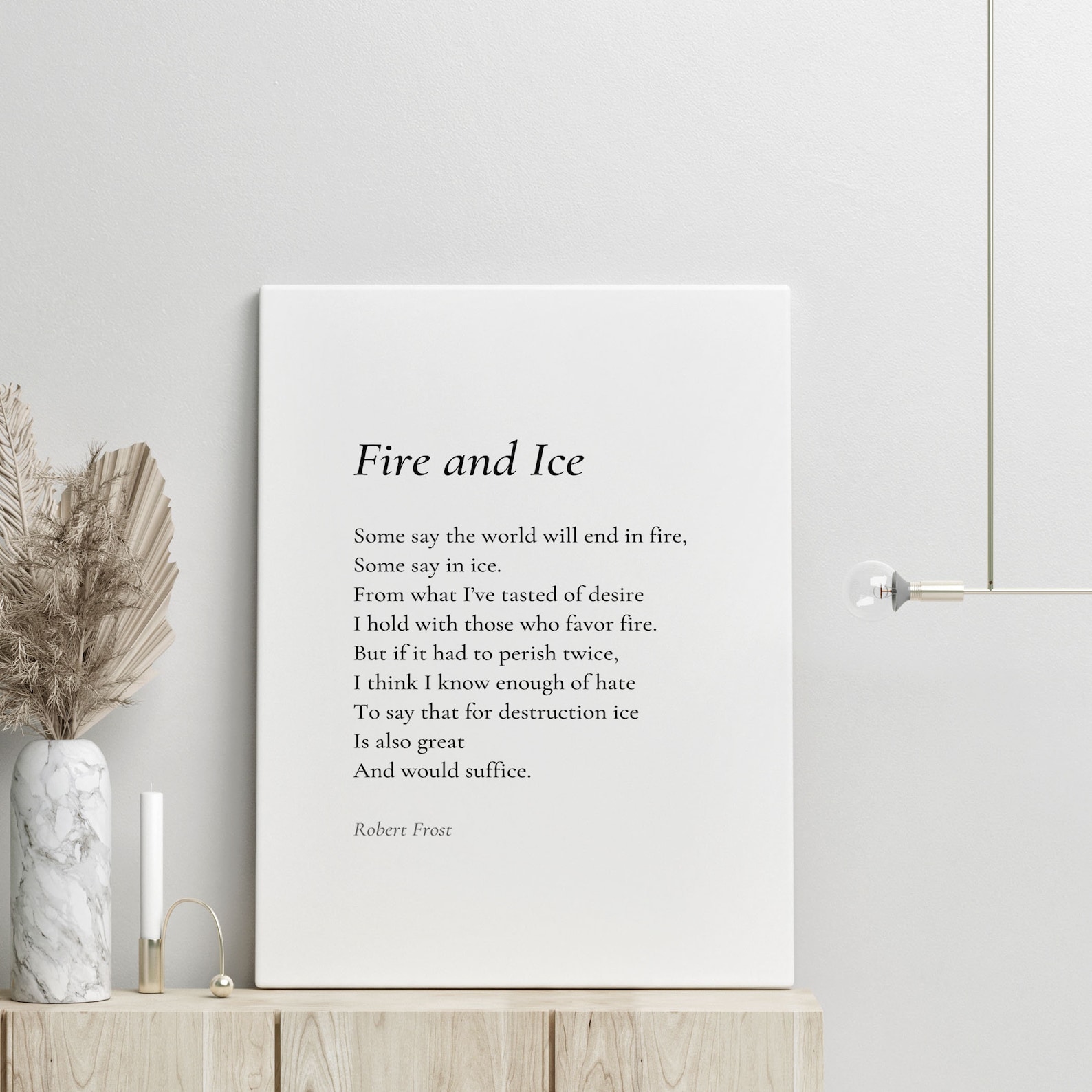 Fire and Ice by Robert Frost Poem Canvas Print Poetry Print Gift