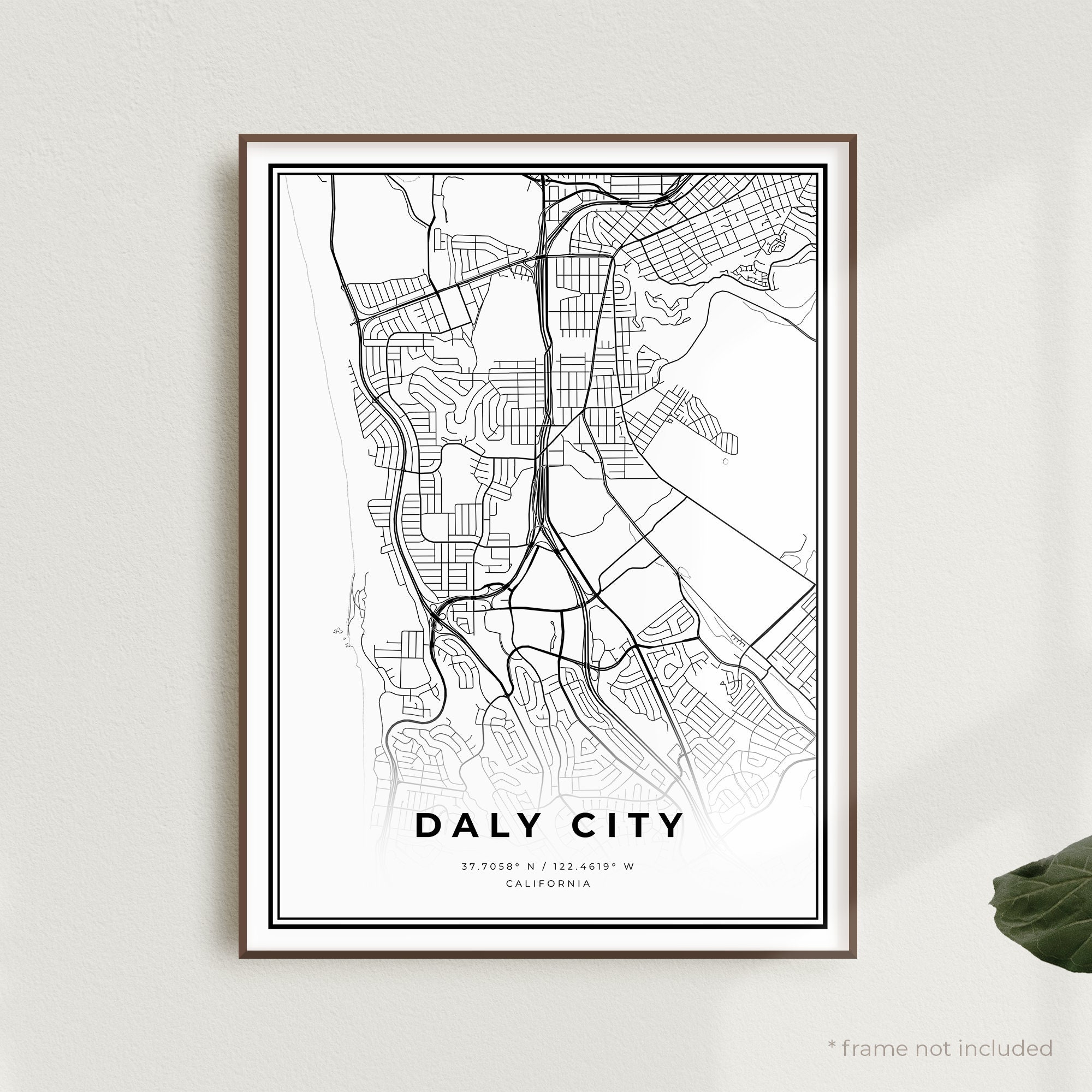 Daly City Map Print Daly City Street Map Poster California Etsy