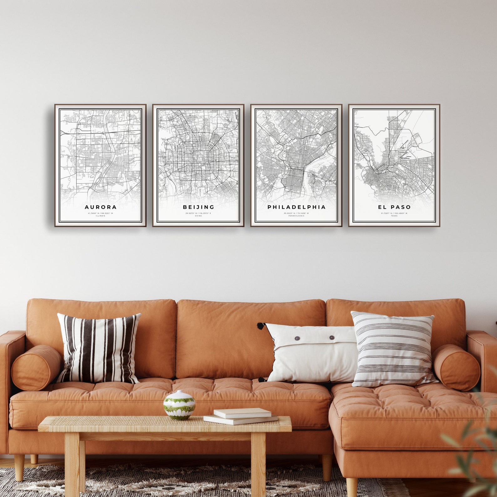 Set of 4 ANY CITY Map Posters Personalized Map Prints set of - Etsy