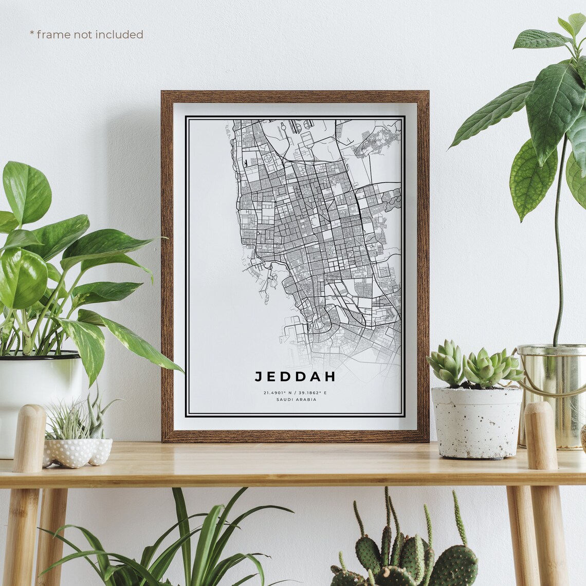 Jeddah Map Print Jeddah Street Map Postersaudi Arabia Etsy