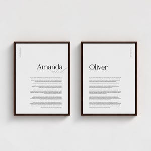 Custom Wedding Vows – Set of 2 Framed Canvas | Personal Premium Marriage Vows, Matching His & Hers Vows, Wedding Anniversary Gift for Couple