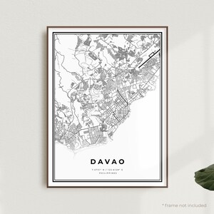 Davao Map Print, Davao Street Map Poster,philippines, Modern Minimalist ...