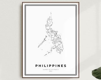 Impresión de mapa de Filipinas, póster de mapa callejero de Filipinas, Asia, mapa minimalista moderno, arte de pared de oficina, regalo de cumpleaños de inauguración de la casa / MW572