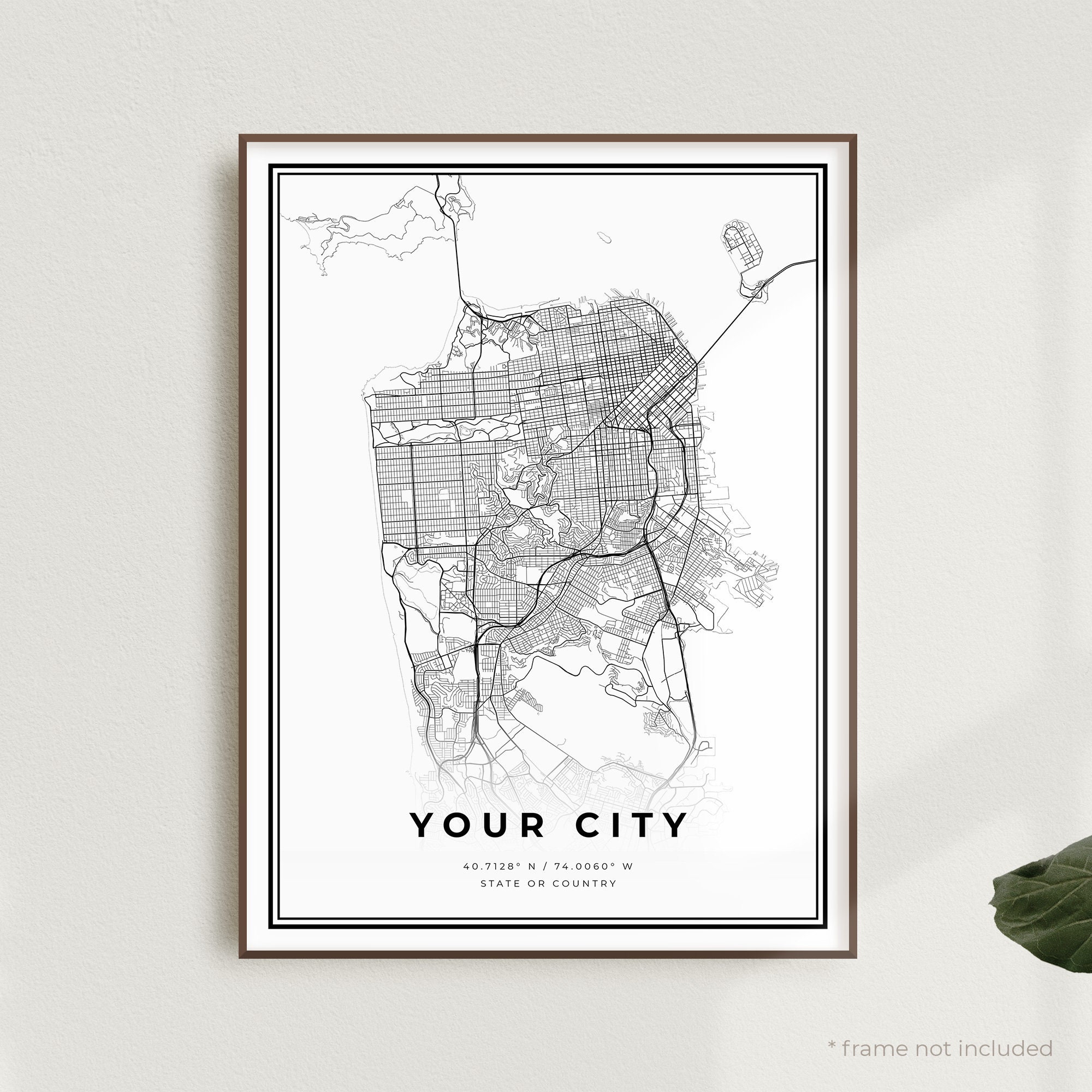 Personalized Map Print Custom Street Map Poster Home Town Etsy