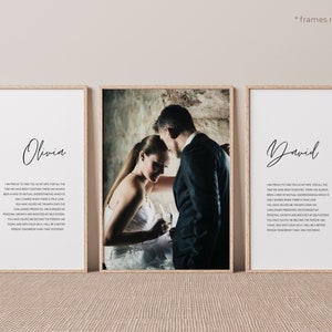 Custom Matching His and Hers Wedding Vows Prints with Photo (Set of 3), Wedding Vows Gift, Marriage, Anniversary Gift, Wedding Gift | CU20