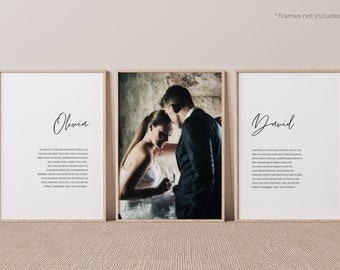 Custom Matching His and Hers Wedding Vows Prints with Photo (Set of 3), Personalized Anniversary Gift for Couple, Marriage Wedding Gift CU20