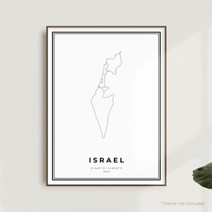 Israel Map Print, Israel Street Map Poster, Asia, Modern Minimalist Map, Office Wall Art, Housewarming Birthday Gift | MW559