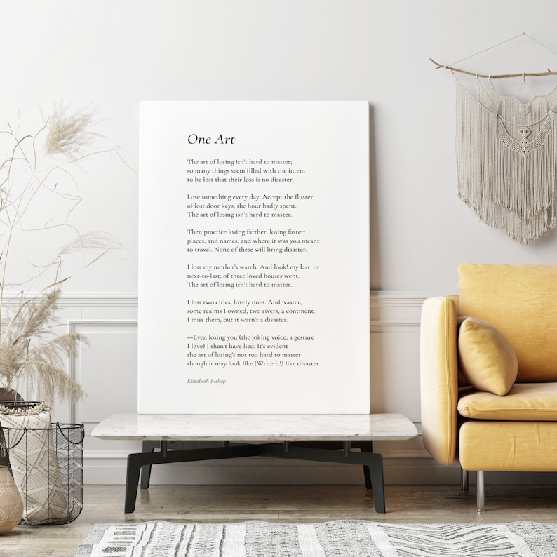 One Art by Elizabeth Poem Canvas Print Poetry Print Etsy