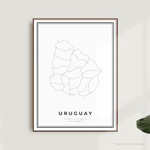 Impresión de mapa de Uruguay, póster de mapa callejero de Uruguay, Sudamérica, mapa minimalista moderno, arte de pared de oficina, regalo de cumpleaños de inauguración de la casa / MW726
