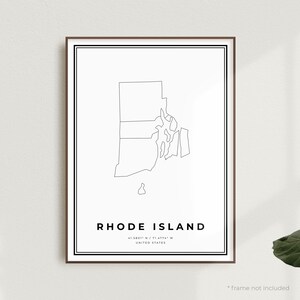 Stampa mappa Rhode Island, poster mappa stradale Rhode Island, Stati Uniti, mappa minimalista moderna, regalo di compleanno per inaugurazione della casa / MU559