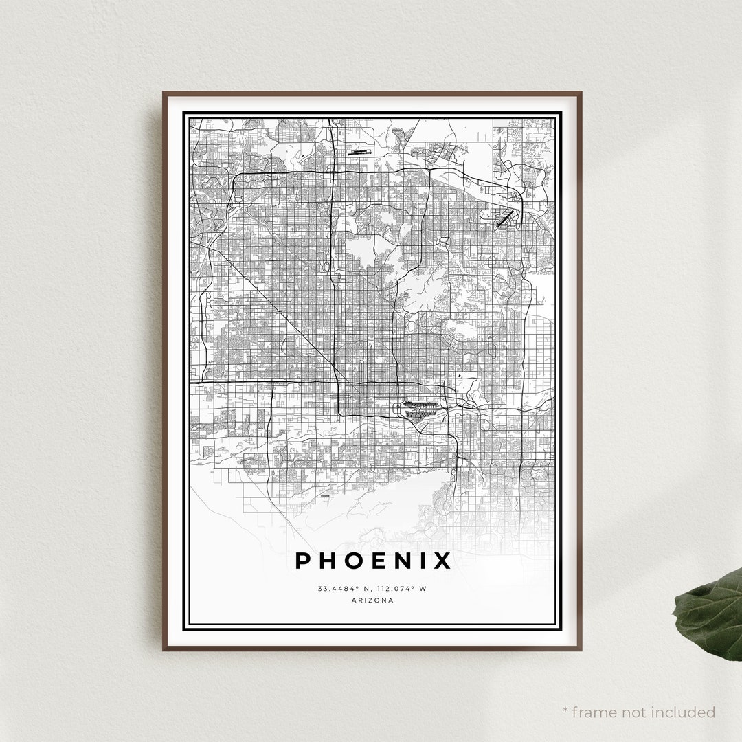Phoenix Map Print, Phoenix Street Map Poster, Arizona, Modern ...