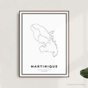 Impression de carte de la Martinique, affiche de carte des rues de la Martinique, Caraïbes, carte minimaliste moderne, art mural de bureau, cadeau d'anniversaire de pendaison de crémaillère | MW681