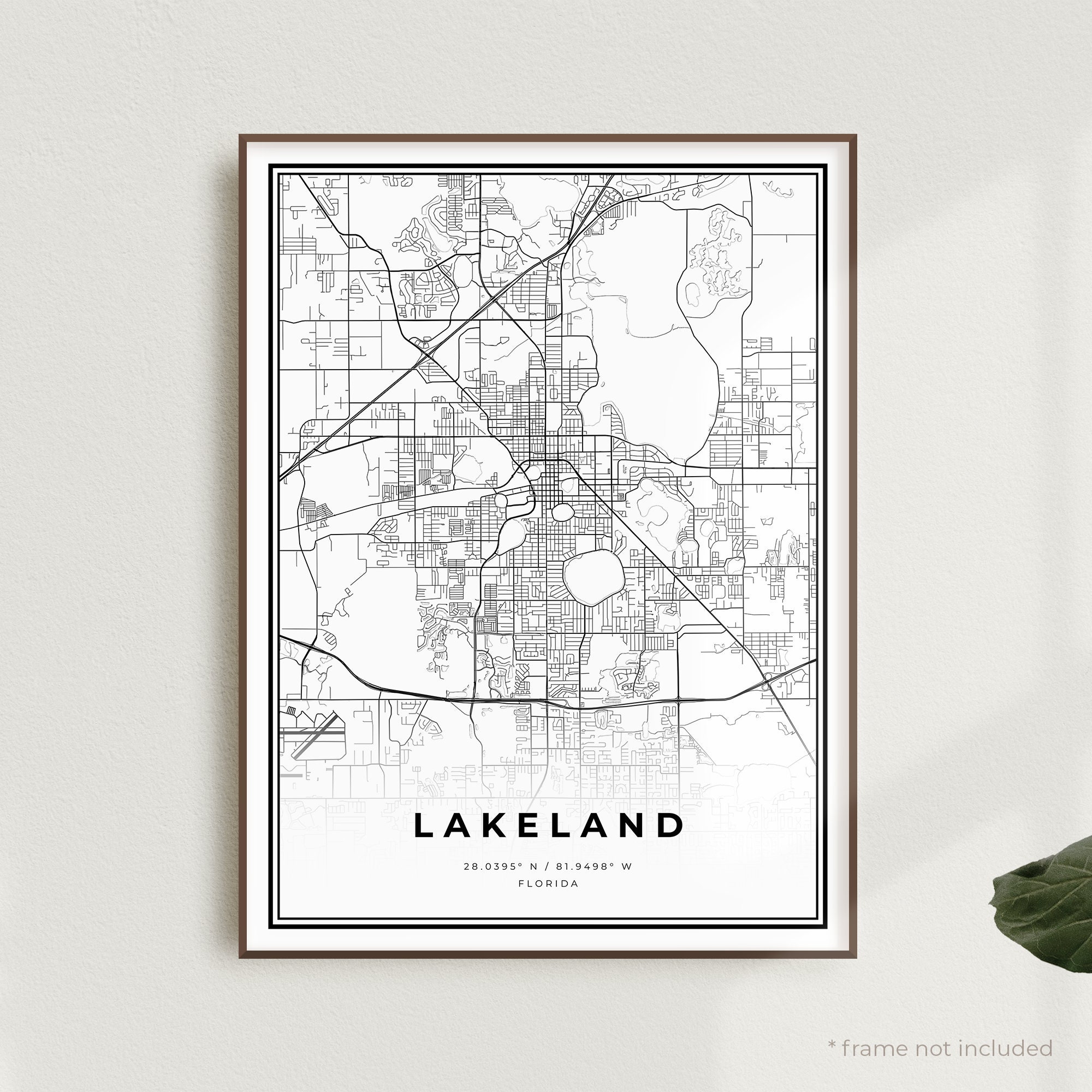 Lakeland Map Print Lakeland Street Map Poster Florida Etsy