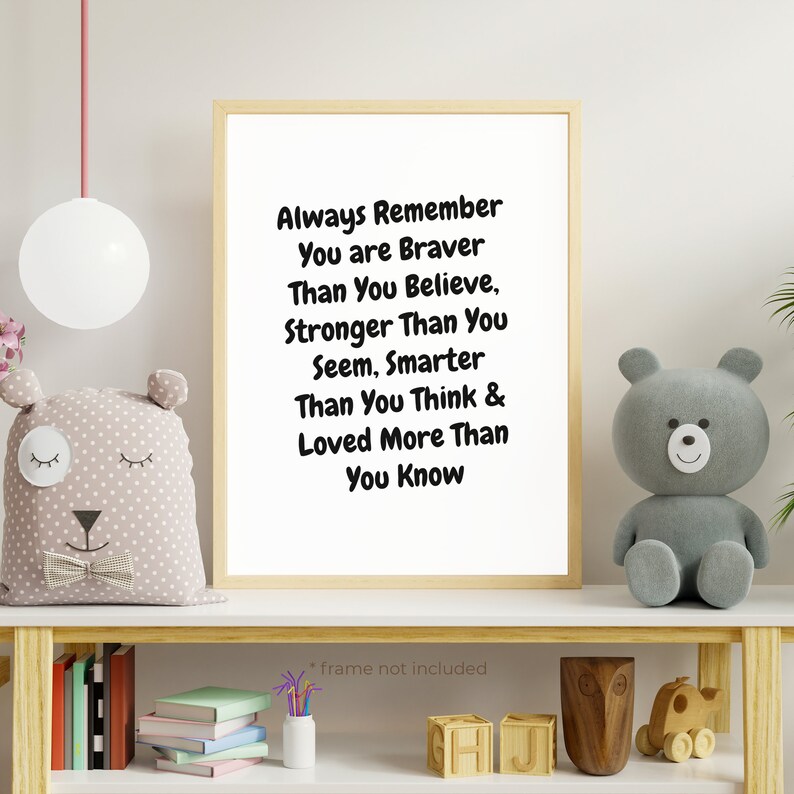 Always Remember You are Braver Quote Print Nursery Quote | Etsy