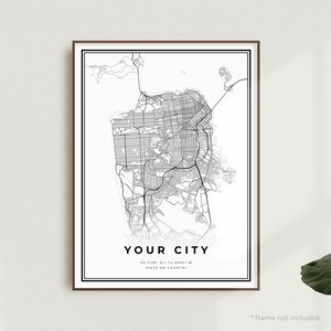 Set of 4 ANY CITY Map Posters, Personalized Map Prints, Custom ...