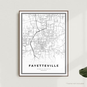 Fayetteville Map Print, Fayetteville Street Map Poster, Arkansas, Modern Minimalist Map, Office Wall Art,Housewarming Birthday Gift | MU411+