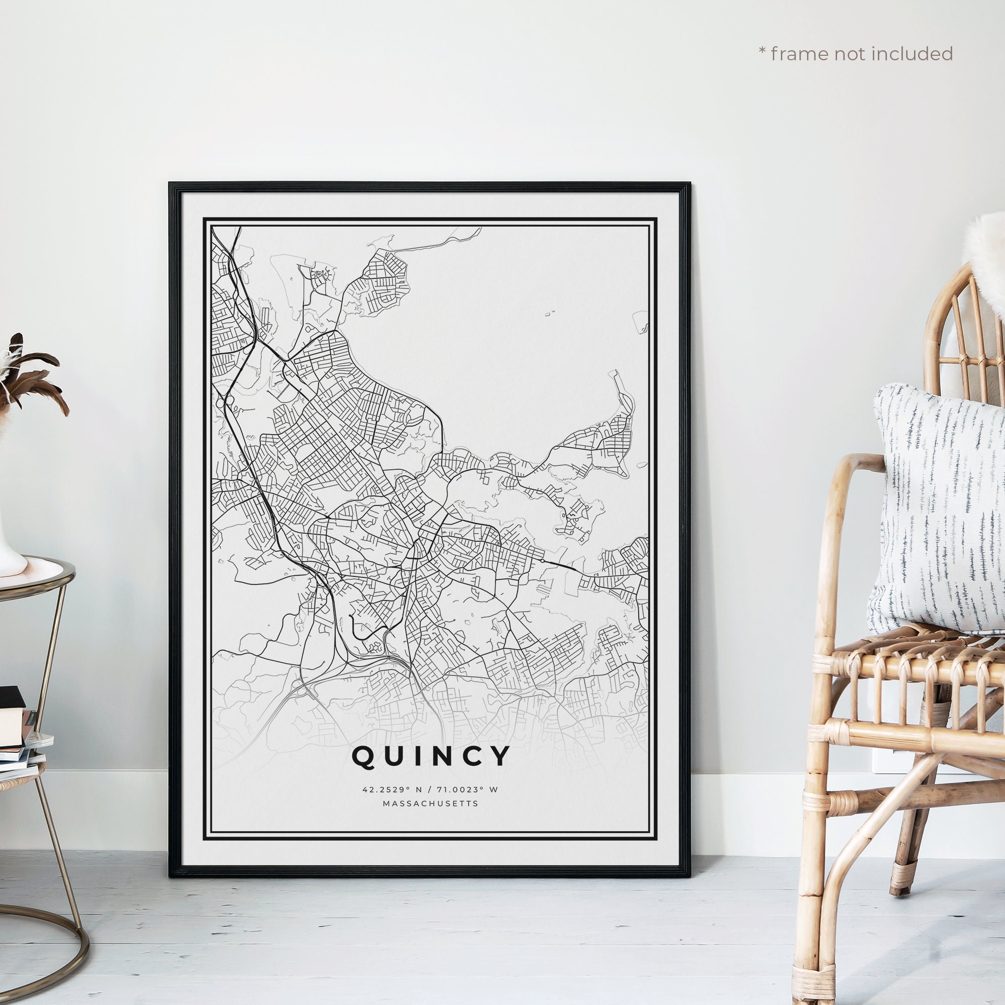 Quincy Map Print Quincy Street Map Poster Massachusetts Etsy