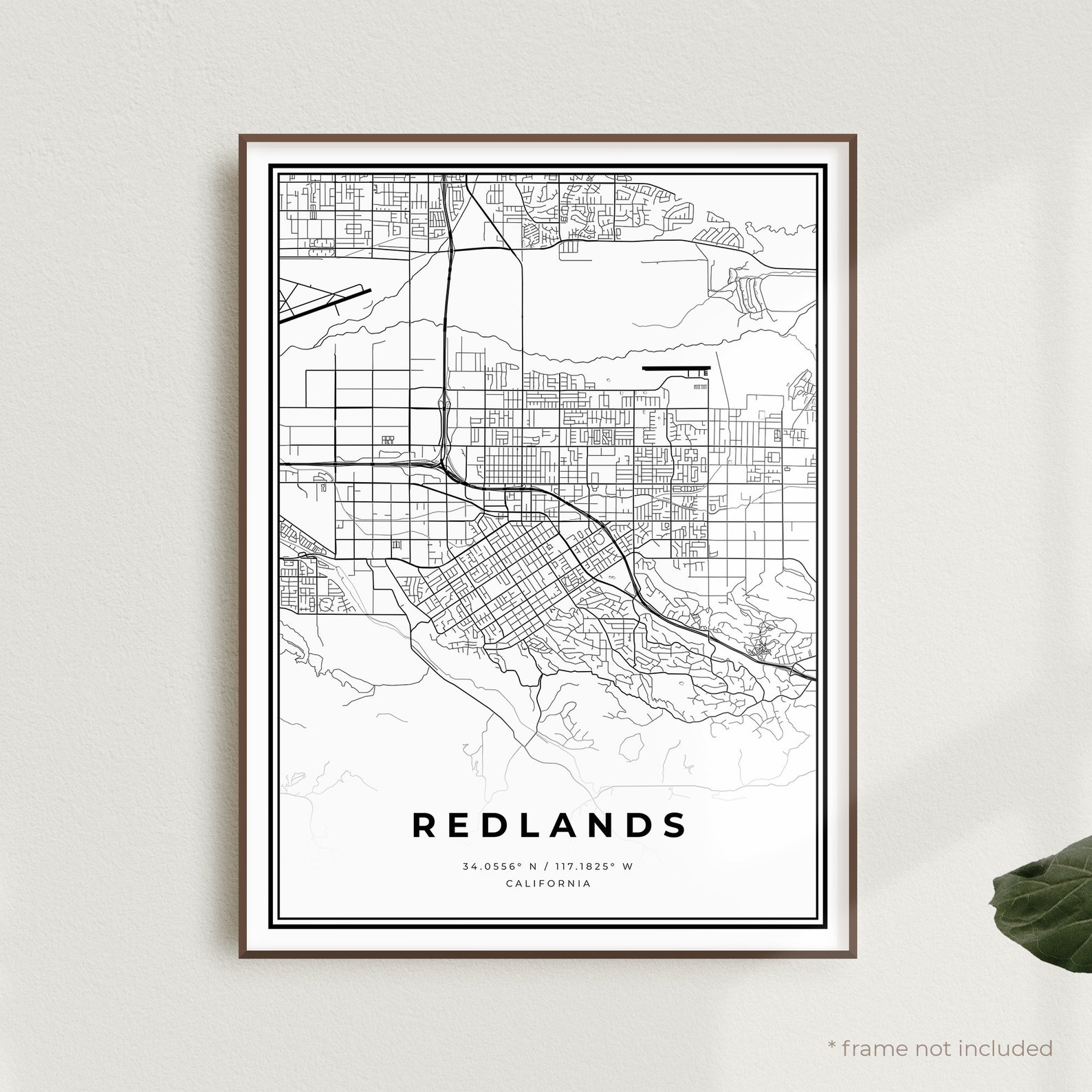 Redlands Map Print Redlands Street Map Poster California Etsy