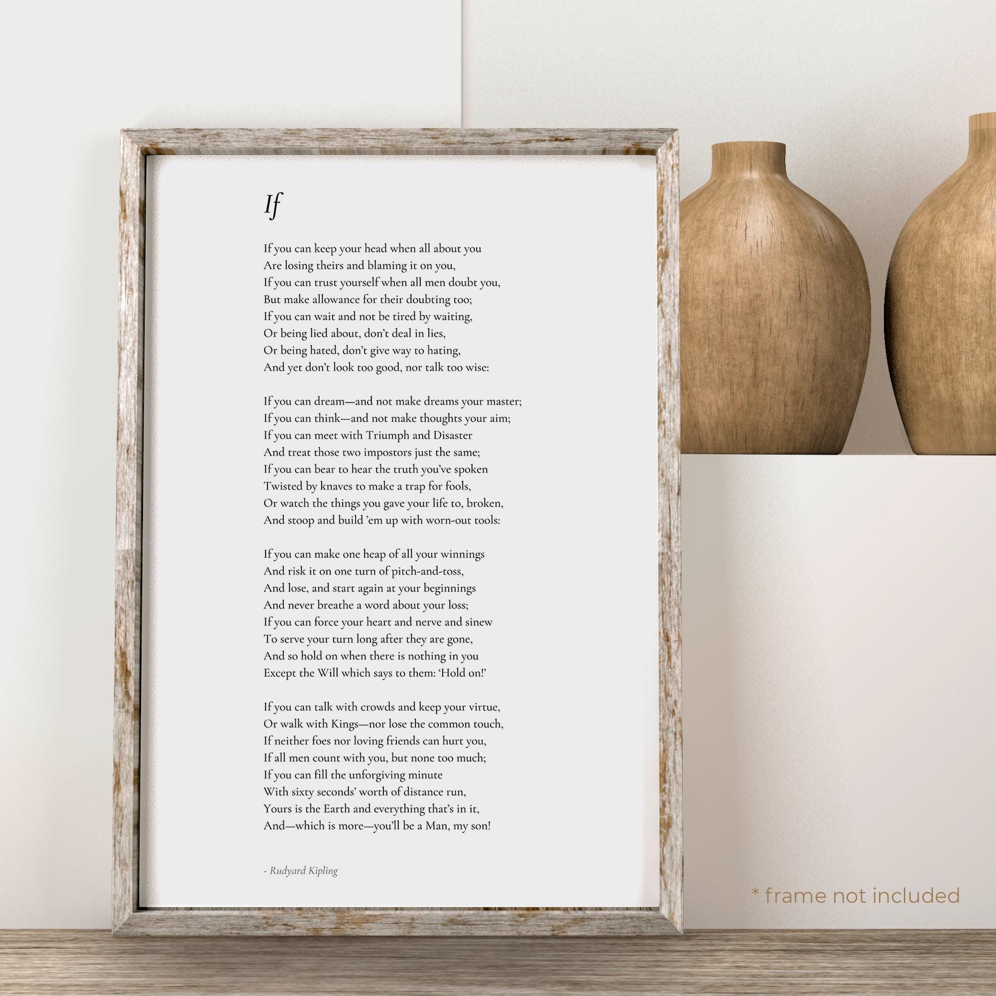 If by Rudyard Kipling Poem Print - Poetry Print Gift, Literaty Poster, Poem Wall Art, Poem Poster, Home Decor Print | PE15