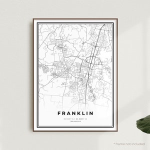 Franklin Map Print, Franklin Street Map Poster, Tennessee, Modern ...