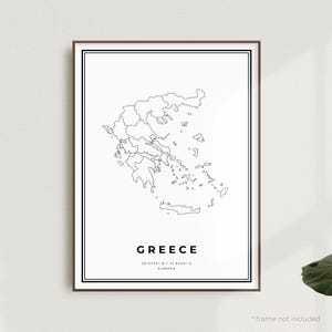 Griechenland Karte Print, Griechenland Karte Poster, Europa, moderne minimalistische Karte, Büro Wandkunst, Einweihungsparty Geburtstagsgeschenk | MW630