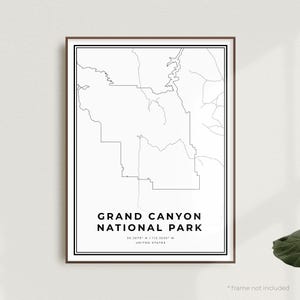 Grand Canyon National Park Map Print, United States, Modern Minimalist Map, Office Wall Art, Housewarming Birthday Gift | MU627
