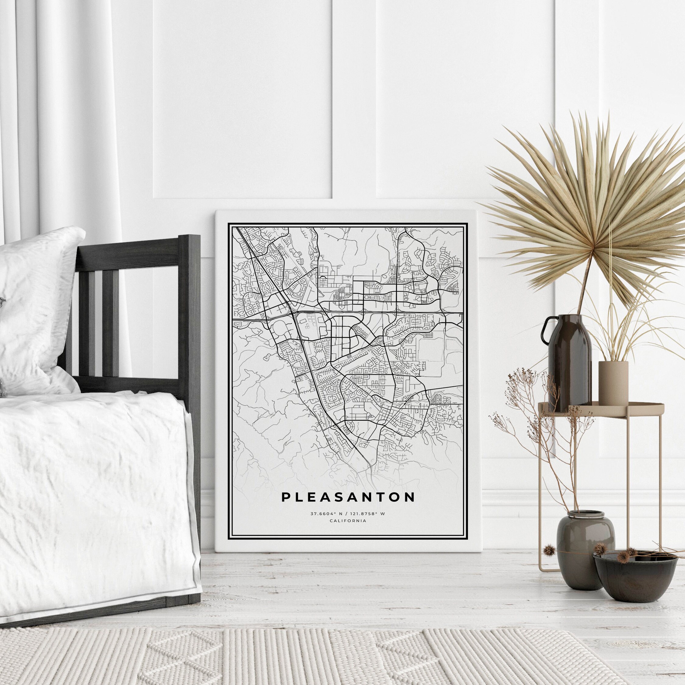 Pleasanton Map Print Pleasanton Street Map Canvas Etsy