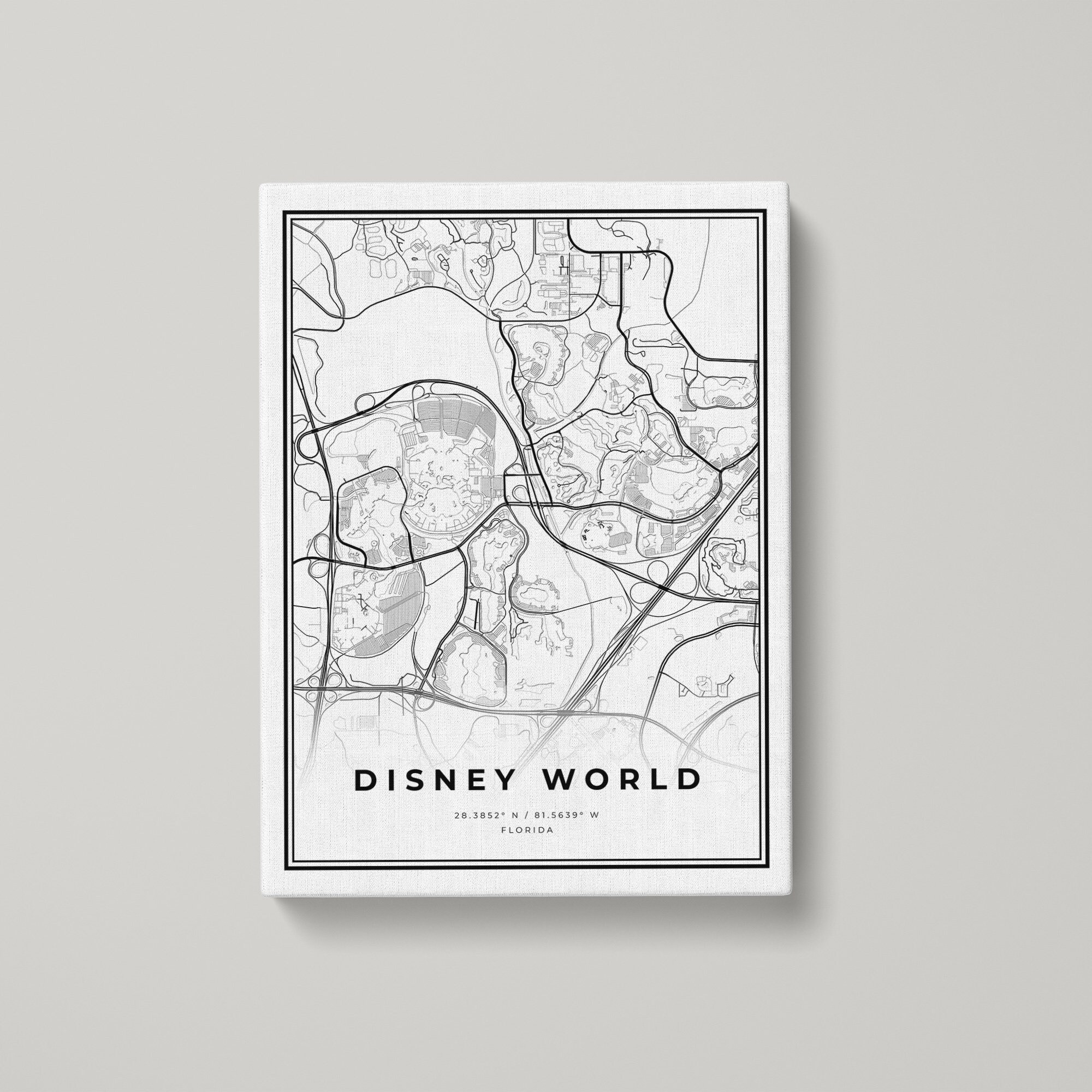 Disneyworld Map Print Disney World Map Canvas Florida - Etsy