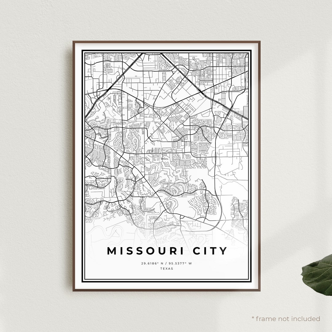 Missouri City Map Print, Missouri City Street Map Poster, Texas, Modern ...