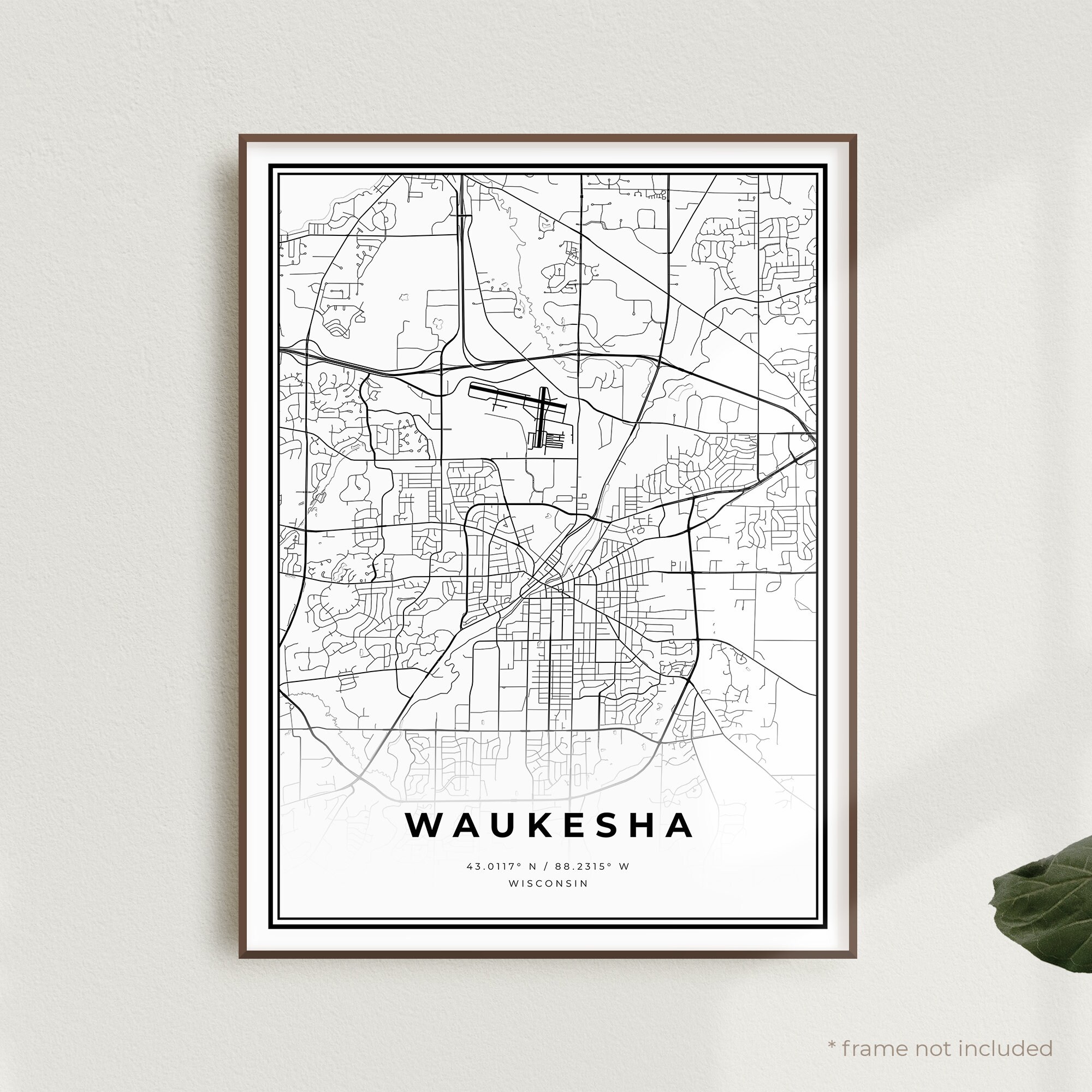 Waukesha Map Print Waukesha Street Map Poster Wisconsin Etsy