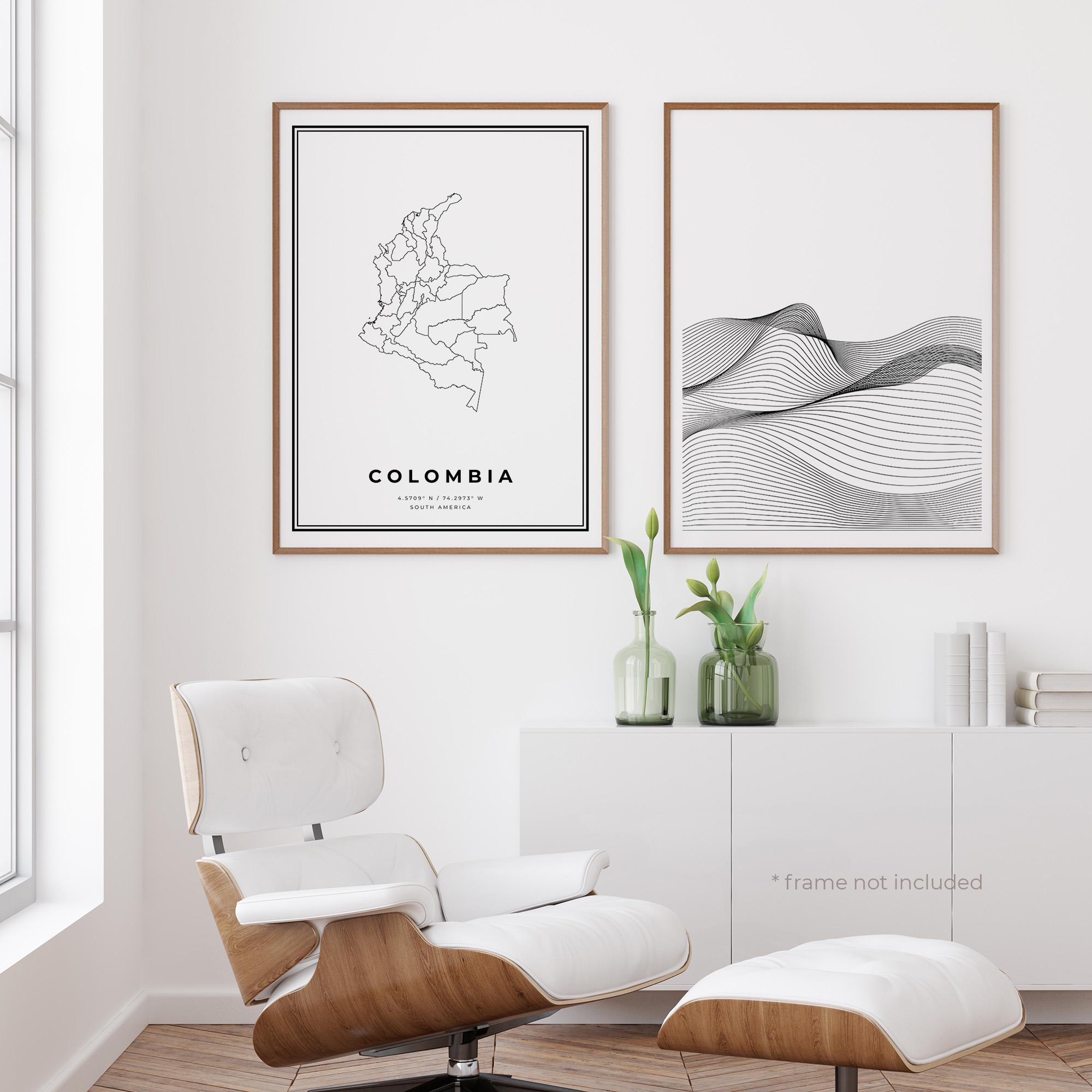 Colombia Map Print, Colombia Street Map Poster, South America, Modern ...