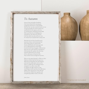 To Autumn von John Keats Gedichtdruck - Gedichtdruck Geschenk, Literatur Poster, Gedicht Wandkunst, Gedicht Poster, Wohnkultur Druck | PE60